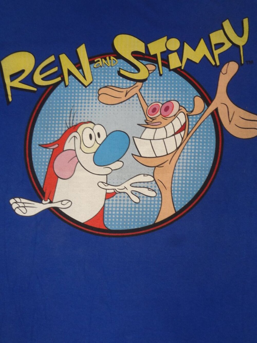 REN & STIMPY CLASSIC 90'S CARTOON CHARATERS - BLUE XL T-SHIRT L937